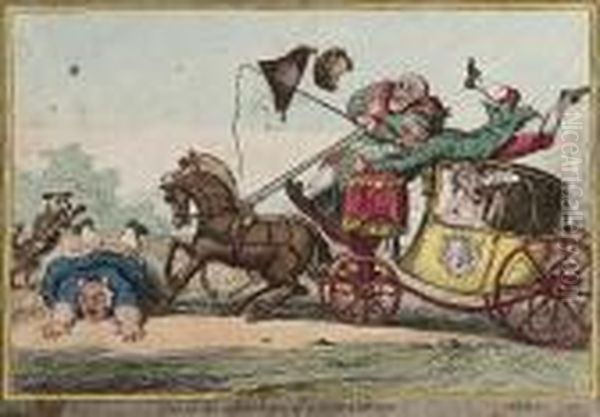 One Of The Advantages Of A Low Carriage (bmc 9796) Oil Painting by James Gillray