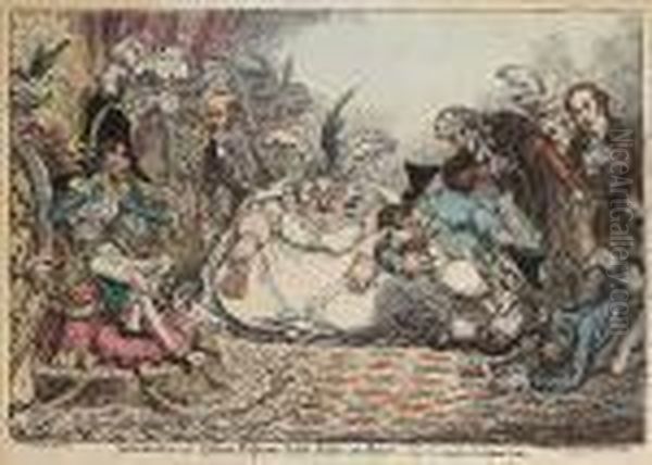 Introduction Of Citizen Volpone And His Suite At Paris (bmc 9892) Oil Painting by James Gillray