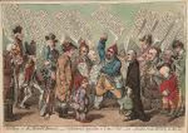 Meeting Of The Monied Interest; 
Constitutional Opposition To Y 10 P Cent;-ie;-john Bulls Friends Alarm'd
 By The New Tax Oil Painting by James Gillray