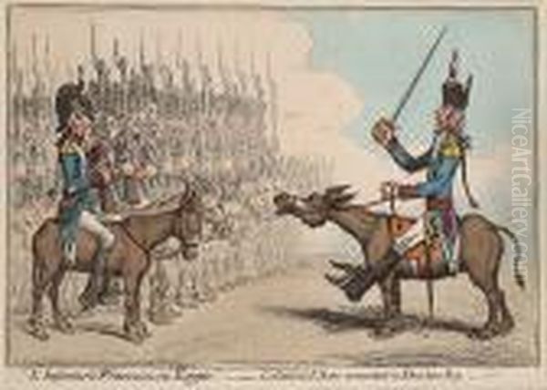 L'infanterie Francaise En Egypte - Le General L'asne Converted To Ibra Him Bey - Oil Painting by James Gillray