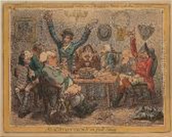 Anacreontick's In Full Song Oil Painting by James Gillray