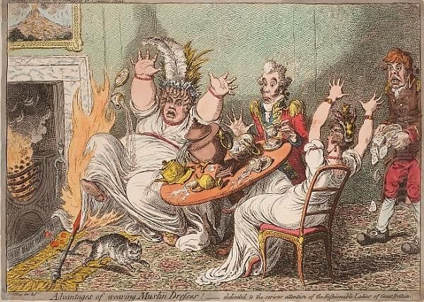 Advantages Of Wearing Muslin 
Dresses!-dedicated To The Serious Attention Of The Fashionable Ladies Of
 Great Britain Oil Painting by James Gillray