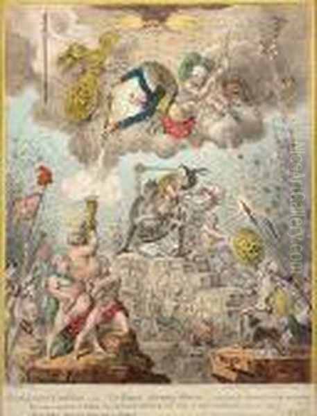 Confederated Coalition;-or-the 
Giants Storming Heaven,-with The Gods Alarm'd For Their Everlasting 
Abodes Oil Painting by James Gillray