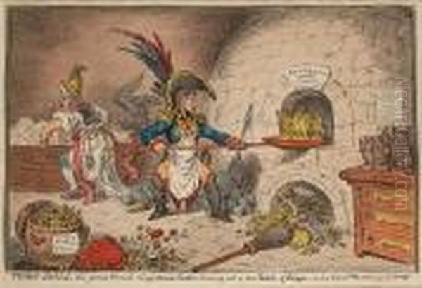 Tiddy-doll The Great French 
Gingerbread-baker, Drawing Out A New Batch Of Kings:- His Man Hopping 
Tally Mixing Up The Dough Oil Painting by James Gillray