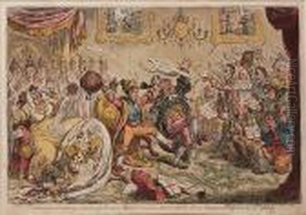 News From Calabria! Capture Of 
Buenos Ayres!- Ie - The Comforts Of An Imperial Dejeuner At St Clouds Oil Painting by James Gillray