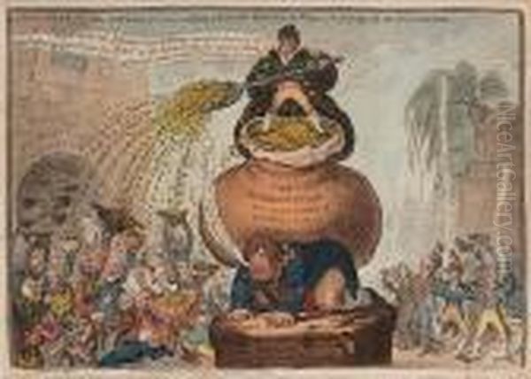 John Bull And The Sinking Fund:-
 A P(r)etty Scheme For Reducing The Taxes-& Paying Off The National 
Debt! Oil Painting by James Gillray