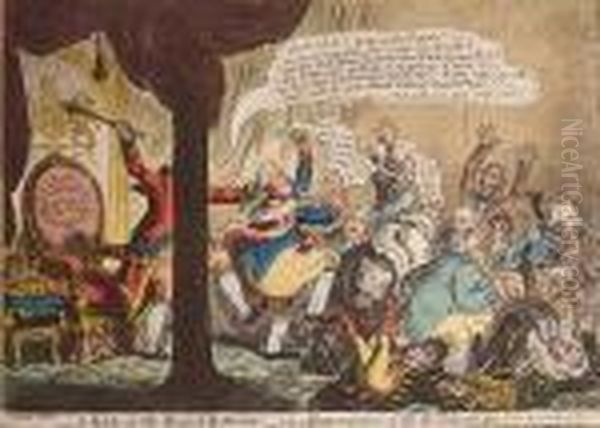 - A Kick At The Broad Bottoms! -ie- Emancipation Of All The Talents Oil Painting by James Gillray