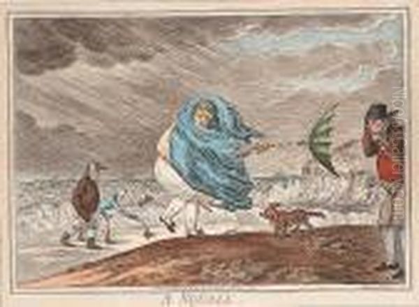 A Calm: A Squall Oil Painting by James Gillray