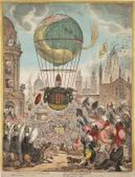 Tentanda Via Est Qua Me Quoquo 
Possin Tollere Humo - He Steers His Flight/ Aloft, Incumbent Of The 
Dusky Air/ That Felt Unusual Weight Oil Painting by James Gillray