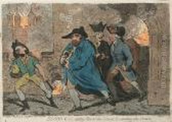 Blood & Co, Setting Fire To The Tower, & Stealing The Crown Oil Painting by James Gillray