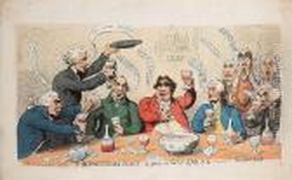 A Birmingham Toast, As Given On The 14th Of July By The - Revolutionary Society Oil Painting by James Gillray