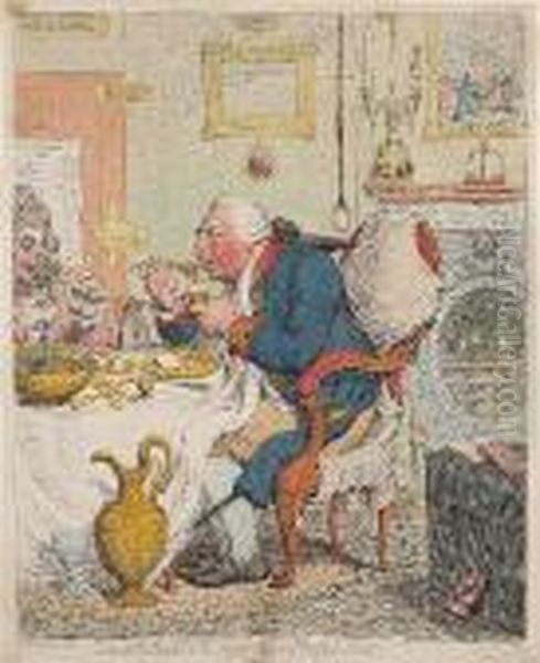 Temperance Enjoying A Frugal Meal Oil Painting by James Gillray