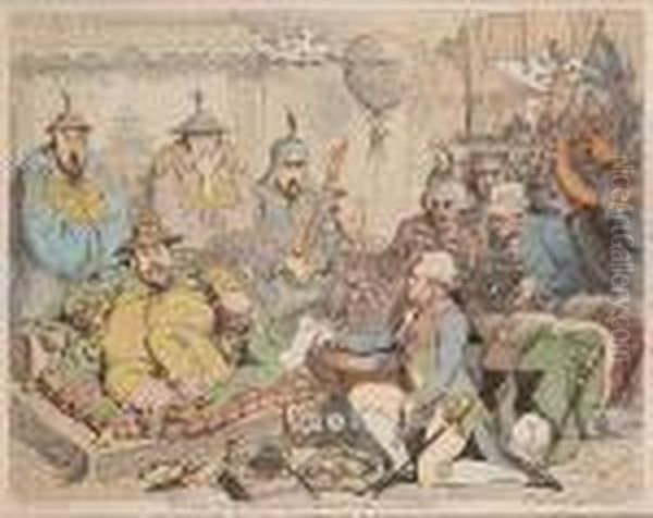 The Reception Of The Diplomatique & His Suite, At The Court Of Pekin Oil Painting by James Gillray