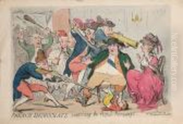 French Democrates Surprising The Royal Runaways Oil Painting by James Gillray