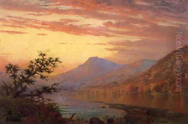 Sunset, Adirondack Lake Oil Painting by Homer Dodge Martin