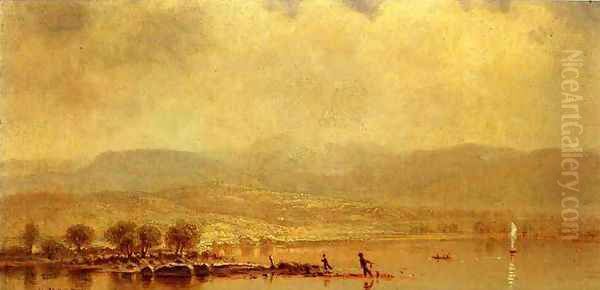 Misty Morning on the Hudson River Oil Painting by Homer Dodge Martin