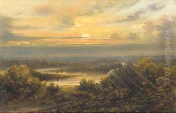 Sunset Oil Painting by Homer Dodge Martin