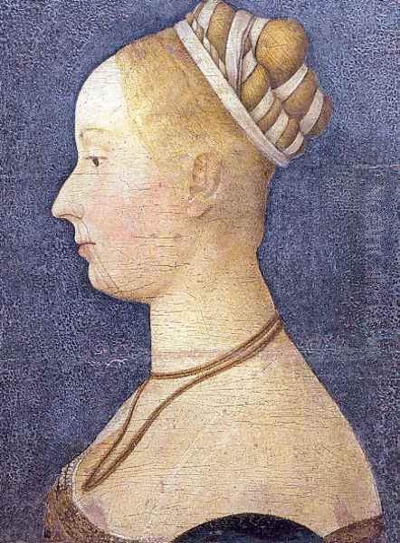 Small Female Portrait Attributed to Angelo Maccagnino 1475 Oil Painting by Angelo Maccagnino