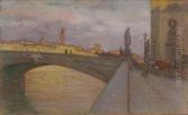 Firenze, Il Ponte Santa Trinita (armonie Fiorentine) Oil Painting by Francesco Gioli