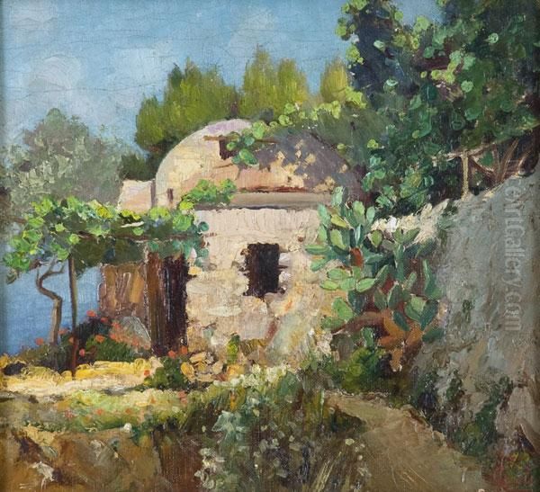 Torretta Nel Giardino Fiorito Oil Painting by Francesco Gioli