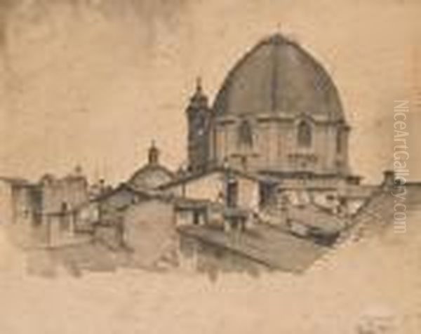 Firenze, Cupola E Campanile Della Chiesa Di San Lorenzo Oil Painting by Luigi Gioli