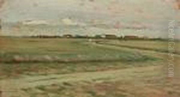 Campagna Con Casolari Oil Painting by Luigi Gioli