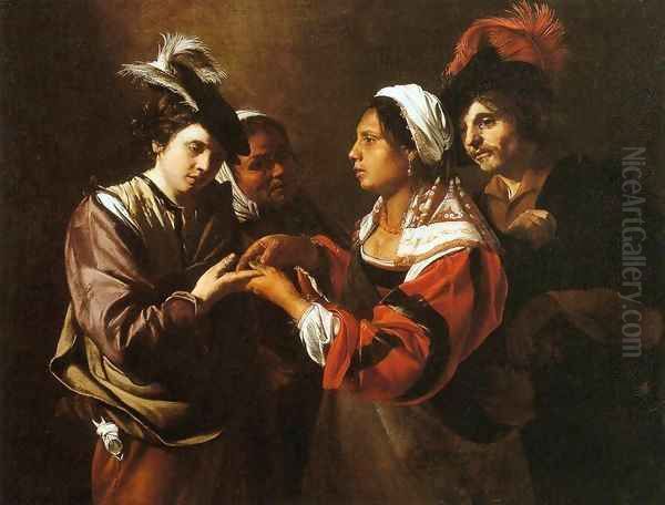 Gypsy Fortune Teller Oil Painting by Bartolomeo Manfredi