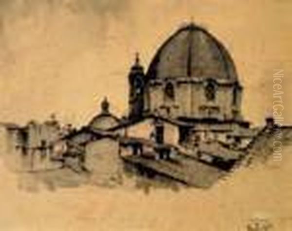 Veduta Delle Cappelle Medicee, San Lorenzo Oil Painting by Luigi Gioli