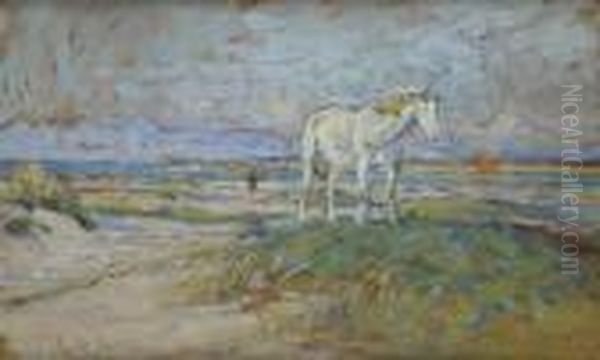 Cavallo Sull Spiaggia Oil Painting by Luigi Gioli