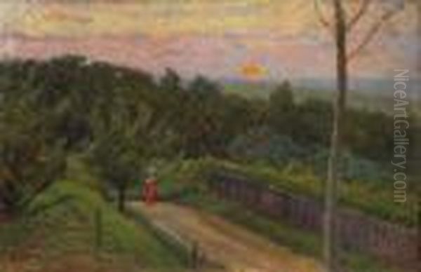 Paesaggio Al Tramonto Oil Painting by Luigi Gioli