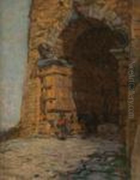 Arco Etrusco A Volterra Oil Painting by Luigi Gioli