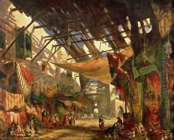 The Carpet Bazaar Cairo 1843 Oil Painting by William James Muller