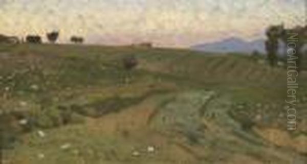 Tramonto In Campagna Oil Painting by Luigi Gioli