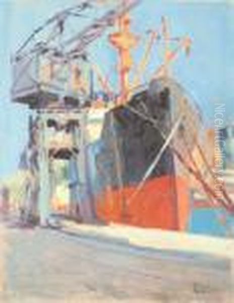 Nel Porto Di Livorno Oil Painting by Luigi Gioli