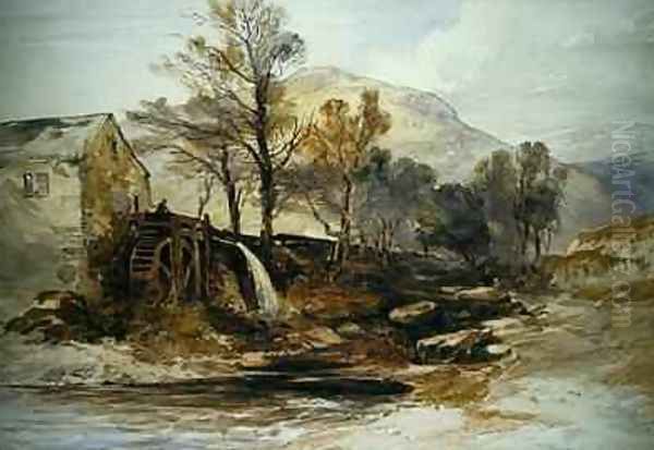 A Watermill in North Wales Oil Painting by William James Muller