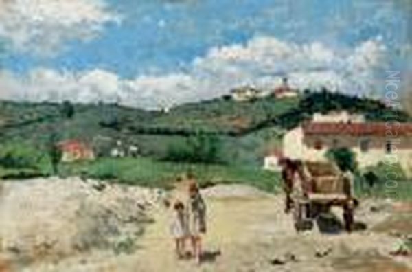 Fanciulli In Campagna Oil Painting by Luigi Gioli