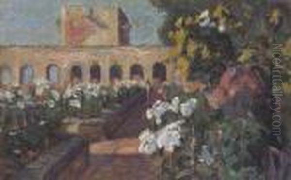 Scorcio Di Villa Con Giardino Oil Painting by Luigi Gioli