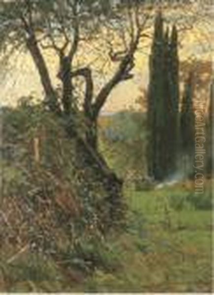 Campagna Al Tramonto Oil Painting by Luigi Gioli