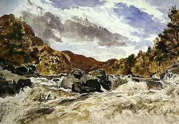 A Mountain Torrent Oil Painting by William James Muller