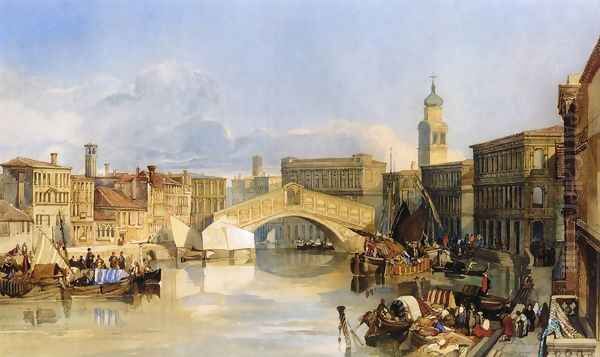 The Rialto Bridge, Venice Oil Painting by William James Muller