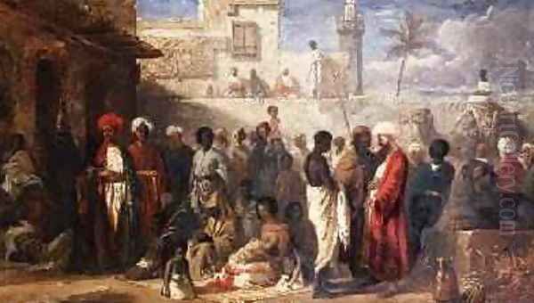 The Slave Market at Cairo 1841 2 Oil Painting by William James Muller