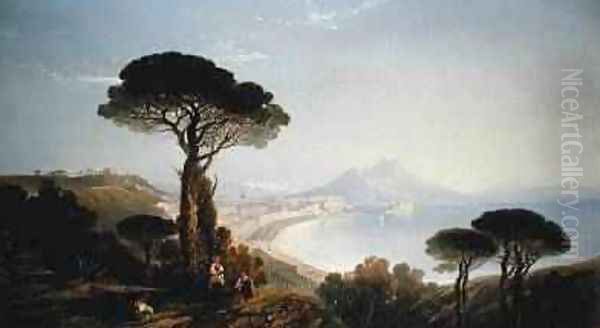 A view of the Bay of Naples Oil Painting by William James Muller