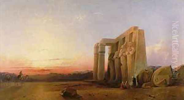 The Ramesseum at Thebes Sunset 1840 Oil Painting by William James Muller