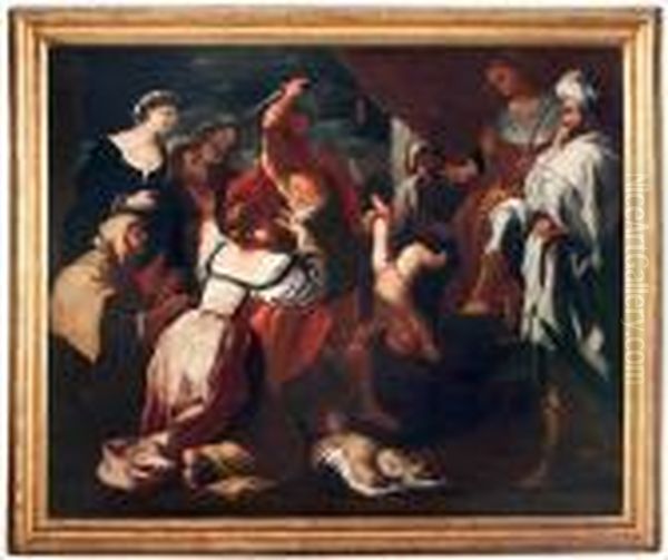 Il Giudizio Di Salomone Oil Painting by Luca Giordano