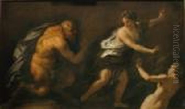 Pan Et Sirynx Oil Painting by Luca Giordano