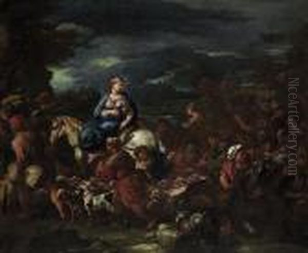 The Departure Of Rebecca Oil Painting by Luca Giordano