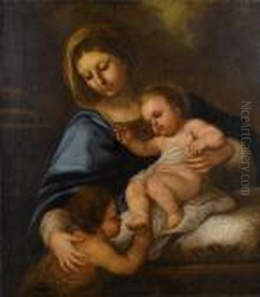 The Madonna And Child With The Infant Saintjohn The Baptist Oil Painting by Luca Giordano