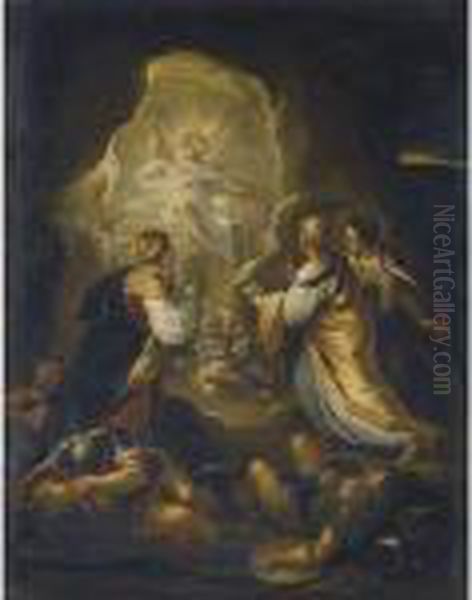 The Three Maries At The Tomb Oil Painting by Luca Giordano