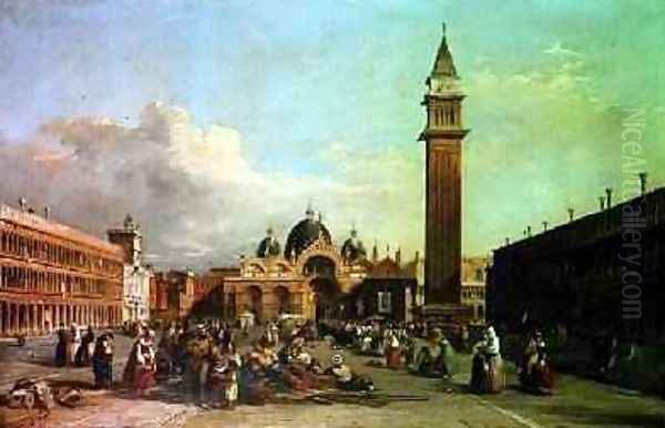 The Piazza San Marco with a procession Oil Painting by William James Muller