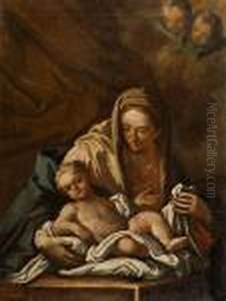 Vergine Col Bambino E Cherubini Oil Painting by Luca Giordano